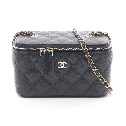 マトラッセ スモールバニティ チェーンショルダーバッグ キャビアスキン ブラック ゴールド金具 シャネル バッグ CHANEL