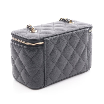 マトラッセ スモールバニティ チェーンショルダーバッグ キャビアスキン ブラック ゴールド金具 シャネル バッグ CHANEL