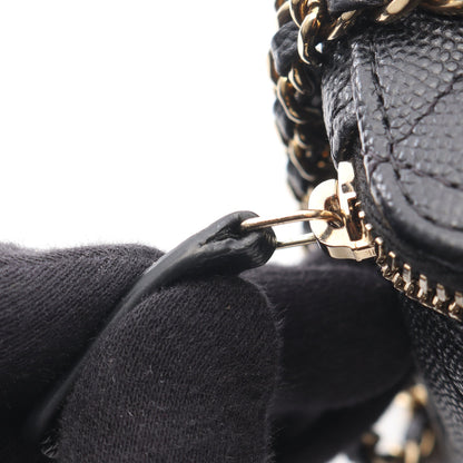 マトラッセ スモールバニティ チェーンショルダーバッグ キャビアスキン ブラック ゴールド金具 シャネル バッグ CHANEL