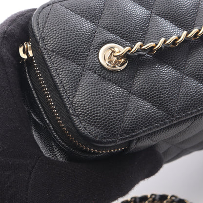 マトラッセ スモールバニティ チェーンショルダーバッグ キャビアスキン ブラック ゴールド金具 シャネル バッグ CHANEL