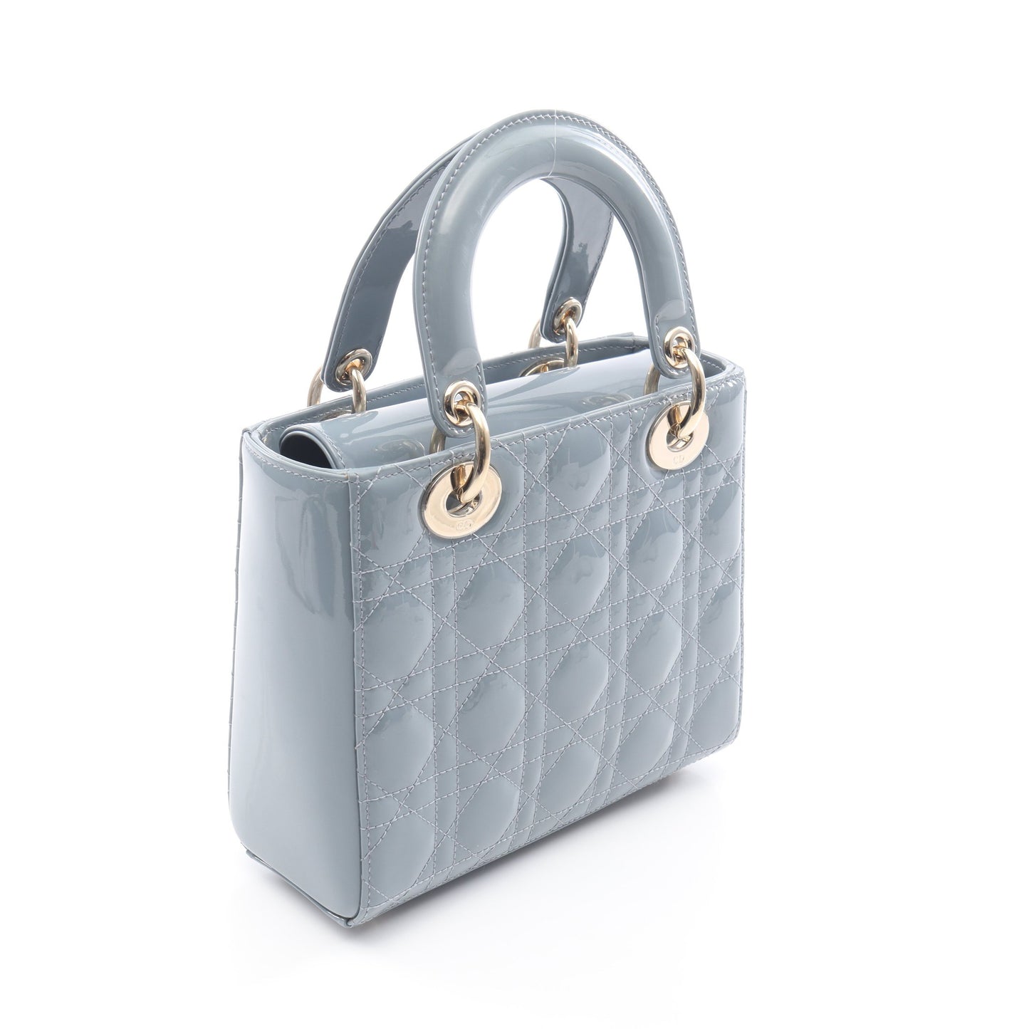 レディディオール スモール ハンドバッグ エナメルレザー ブルーグレー 2WAY クリスチャンディオール バッグ Christian Dior