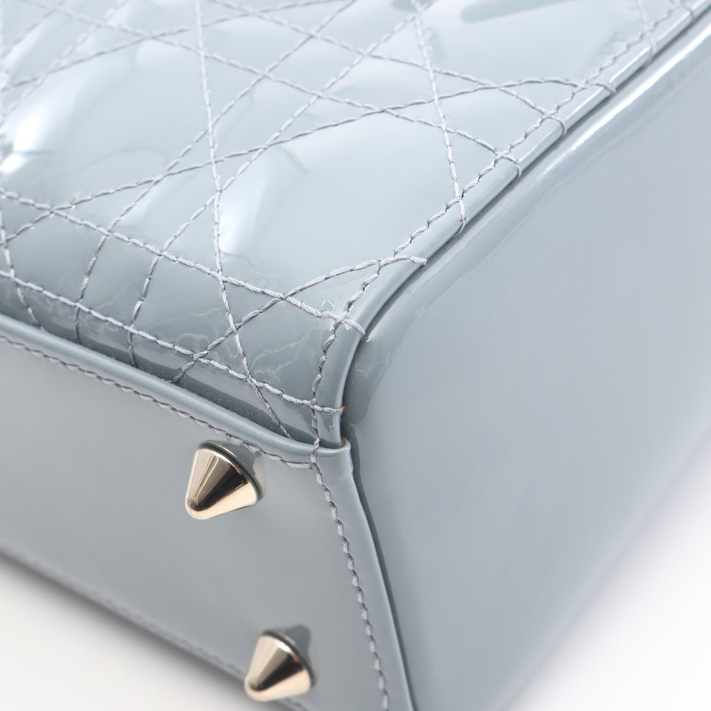 レディディオール スモール ハンドバッグ エナメルレザー ブルーグレー 2WAY クリスチャンディオール バッグ Christian Dior