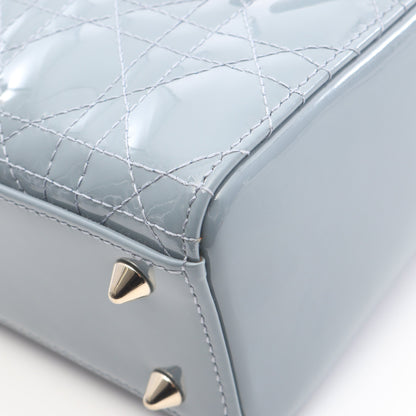レディディオール スモール ハンドバッグ エナメルレザー ブルーグレー 2WAY クリスチャンディオール バッグ Christian Dior