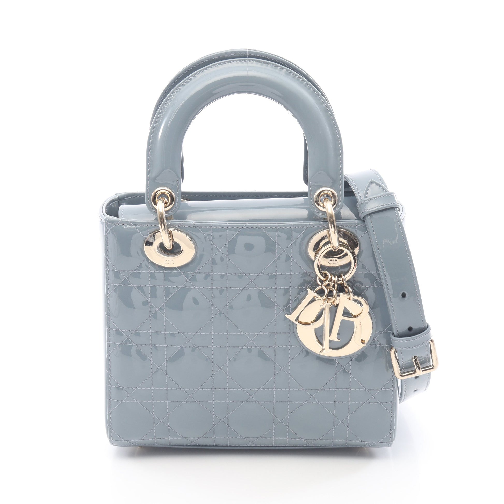 レディディオール スモール ハンドバッグ エナメルレザー ブルーグレー 2WAY クリスチャンディオール バッグ Christian Dior