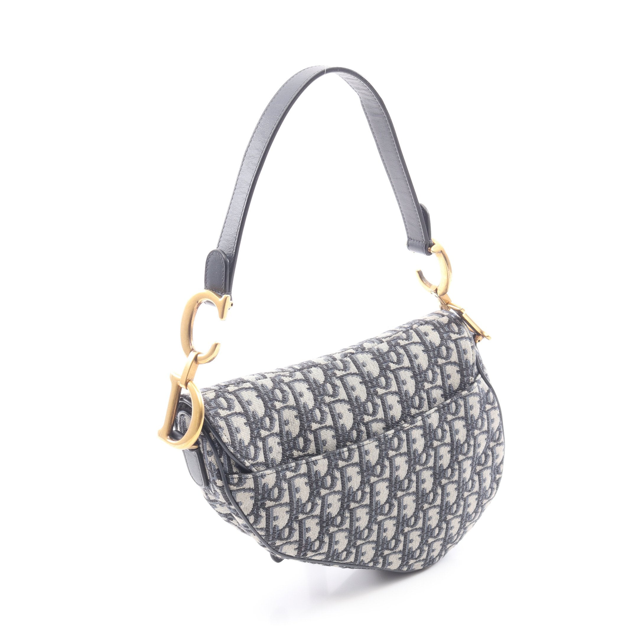 サドルバッグ オブリーク ハンドバッグ キャンバス レザー アイボリー