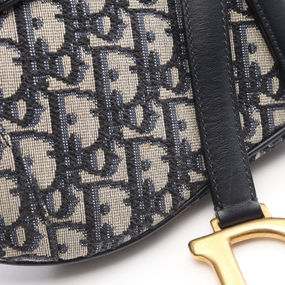 サドルバッグ オブリーク ハンドバッグ キャンバス レザー アイボリー ネイビー クリスチャンディオール バッグ Christian Dior