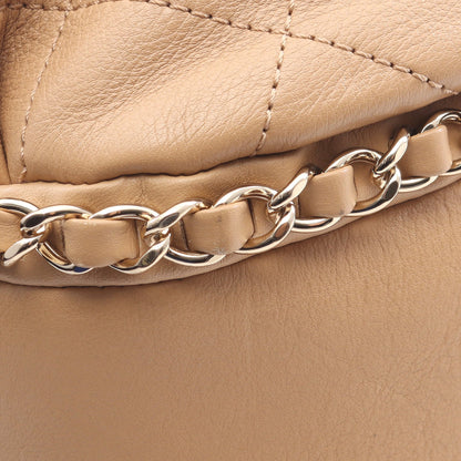 マトラッセ チェーンショルダーバッグ レザー ベージュ ゴールド金具 シャネル バッグ CHANEL