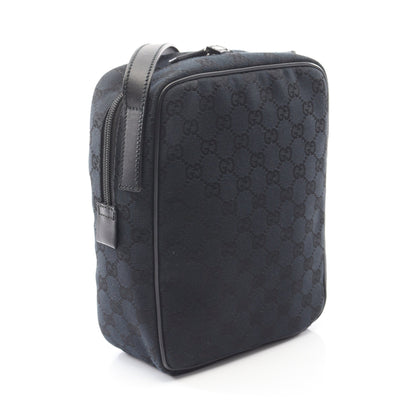 GGキャンバス ショルダーバッグ キャンバス レザー ブラック グッチ バッグ GUCCI