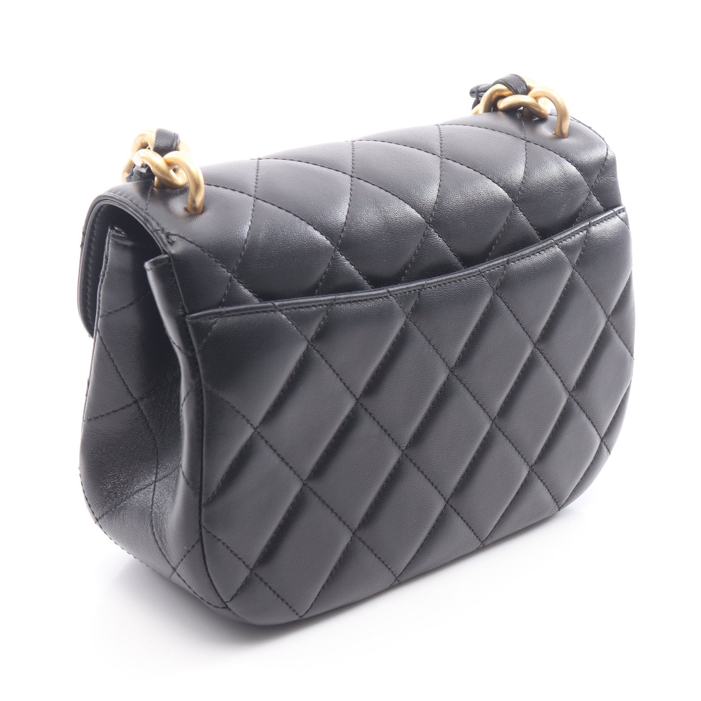 マトラッセ チェーンショルダーバッグ ラムスキン ブラック ゴールド金具 シャネル バッグ CHANEL