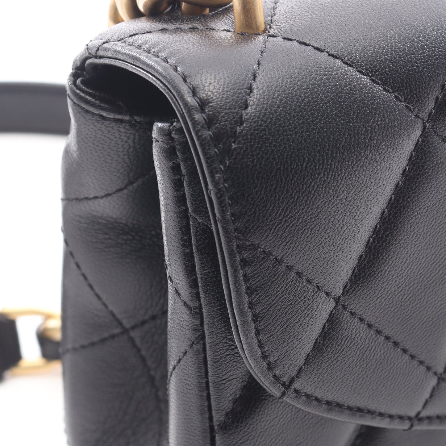 マトラッセ チェーンショルダーバッグ ラムスキン ブラック ゴールド金具 シャネル バッグ CHANEL