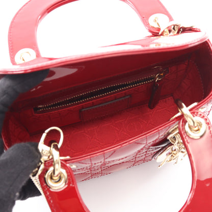 レディディオール ミニ カナージュ ハンドバッグ エナメルレザー ボルドー 2WAY クリスチャンディオール バッグ Christian Dior