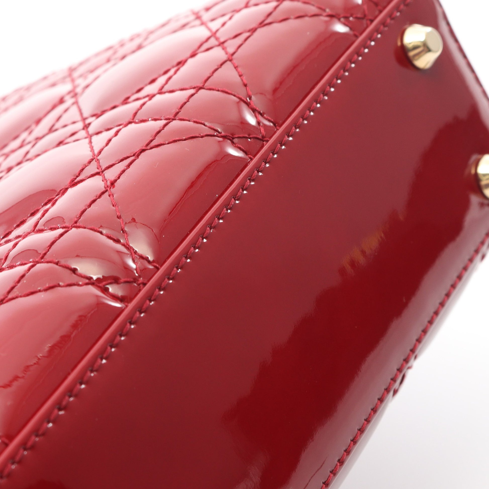 レディディオール ミニ カナージュ ハンドバッグ エナメルレザー ボルドー 2WAY クリスチャンディオール バッグ Christian Dior