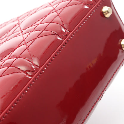 レディディオール ミニ カナージュ ハンドバッグ エナメルレザー ボルドー 2WAY クリスチャンディオール バッグ Christian Dior