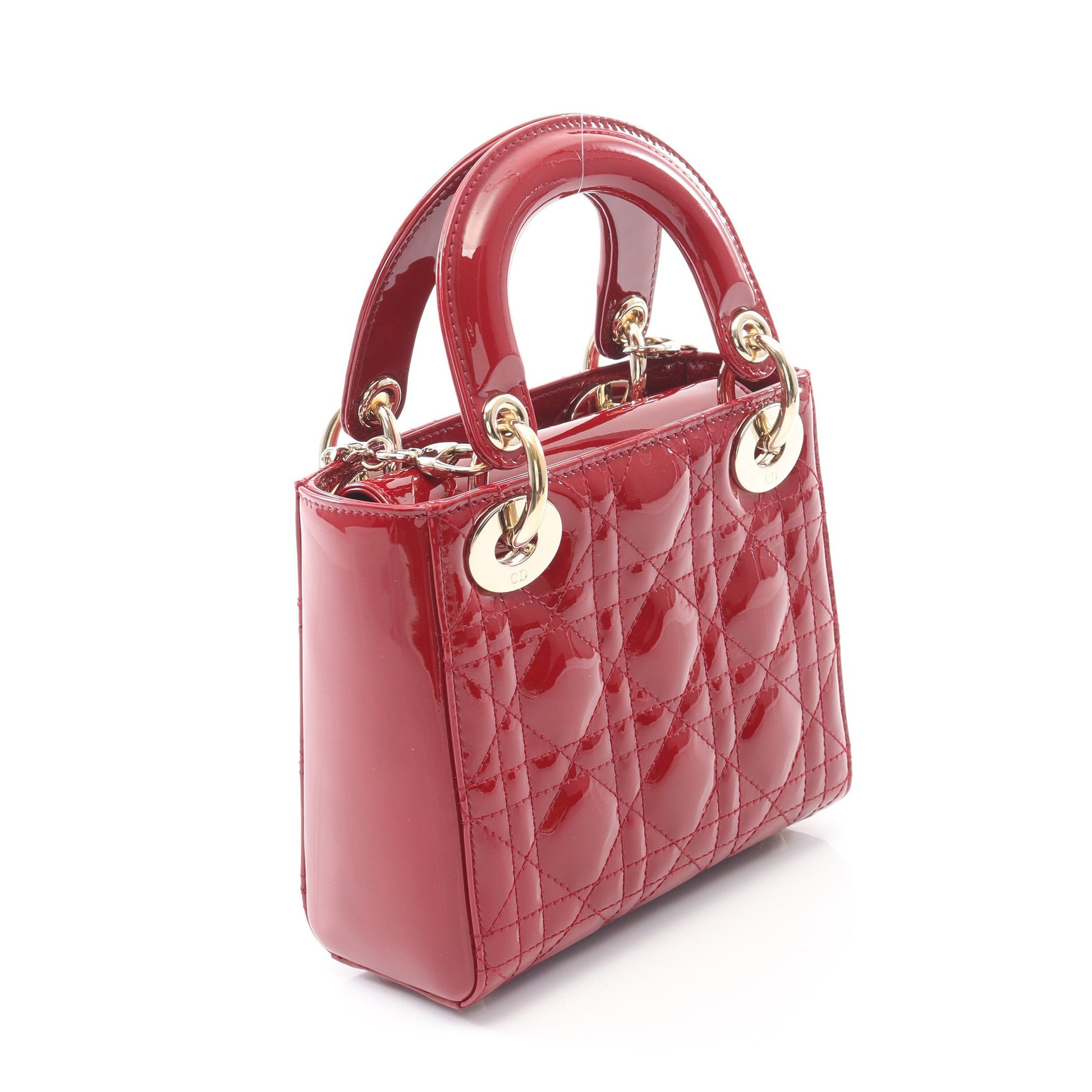 レディディオール ミニ カナージュ ハンドバッグ エナメルレザー ボルドー 2WAY クリスチャンディオール バッグ Christian Dior