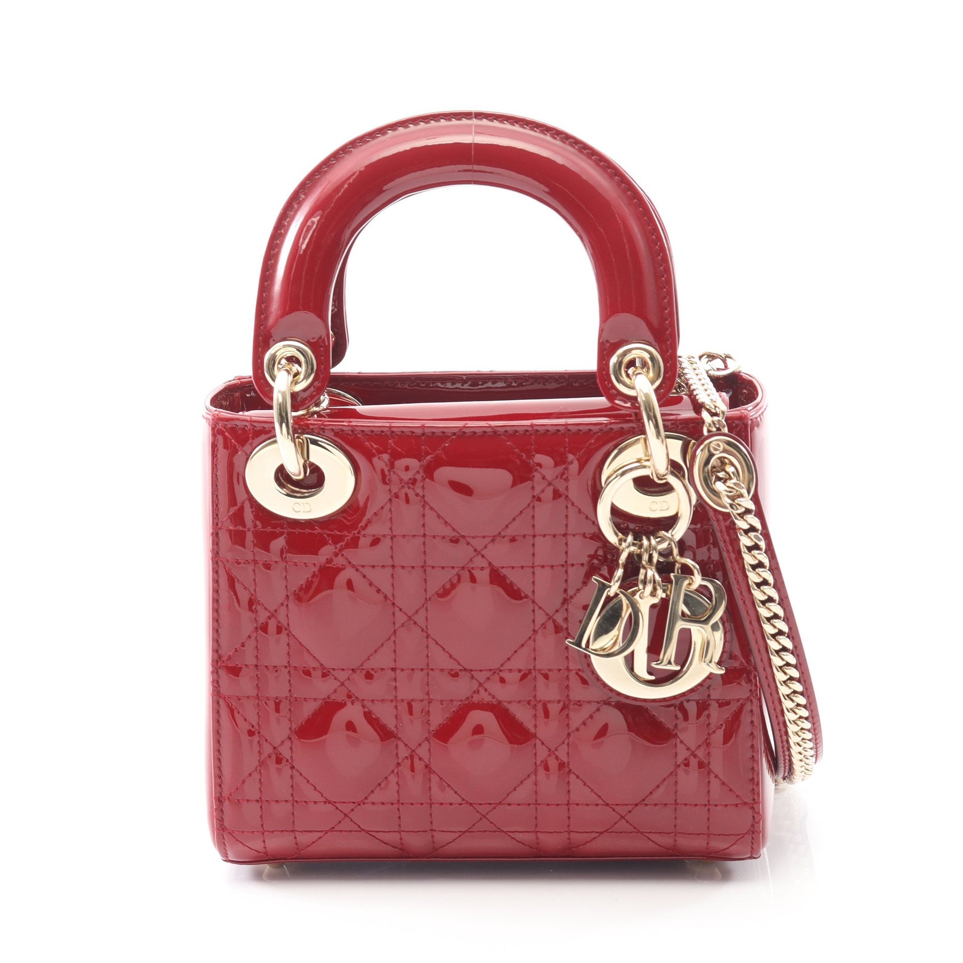 レディディオール ミニ カナージュ ハンドバッグ エナメルレザー ボルドー 2WAY クリスチャンディオール バッグ Christian Dior