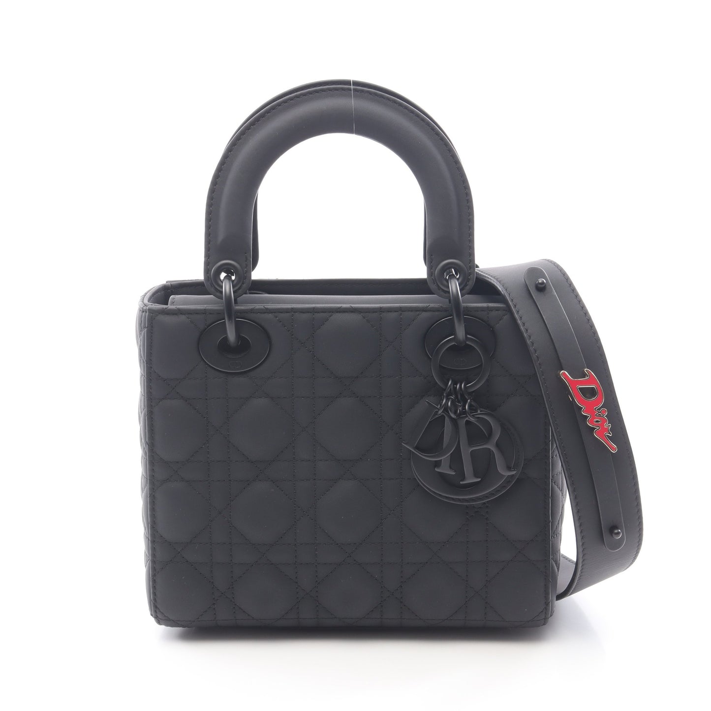 レディディオール スモール カナージュ ハンドバッグ レザー ブラック 2WAY クリスチャンディオール バッグ Christian Dior