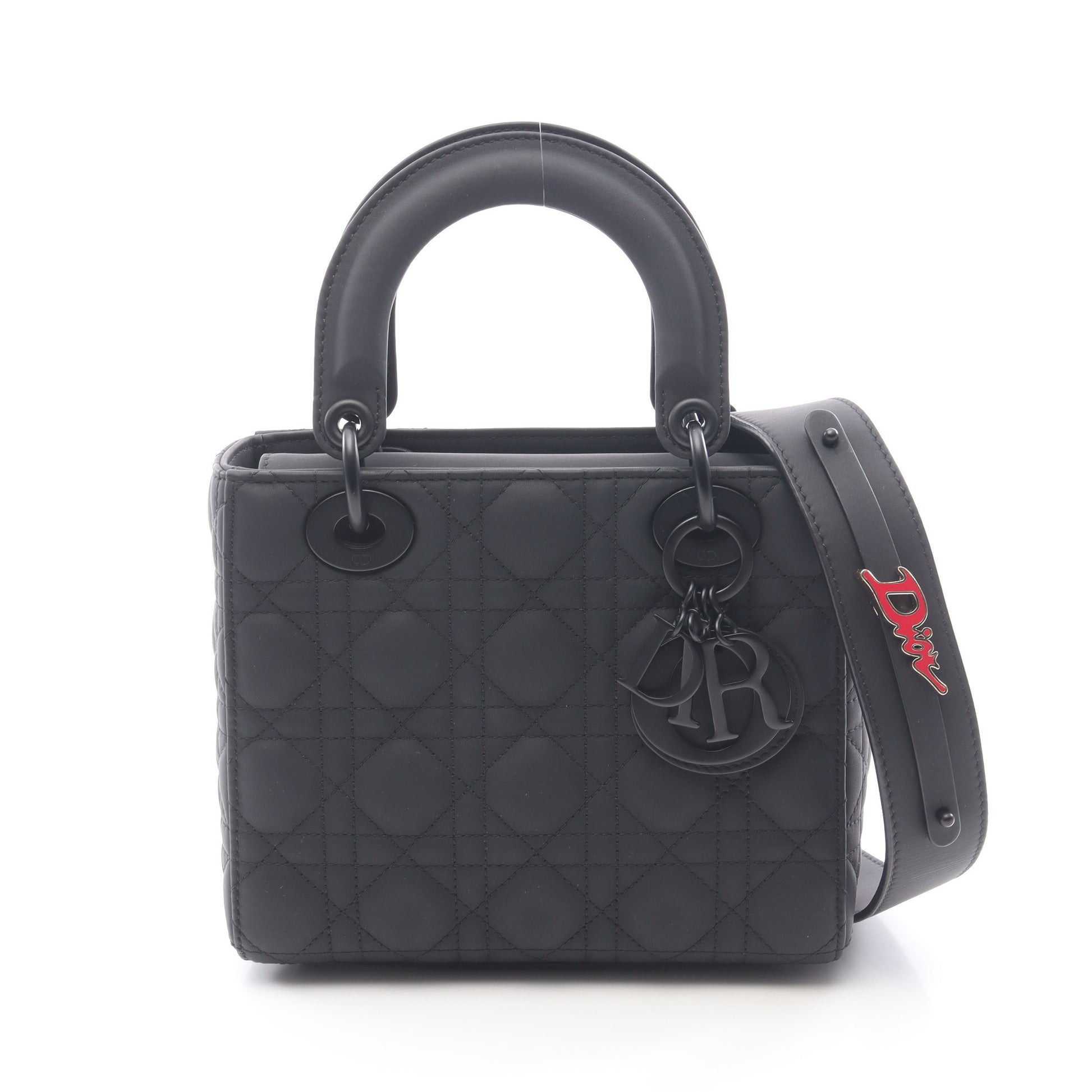 レディディオール スモール カナージュ ハンドバッグ レザー ブラック 2WAY クリスチャンディオール バッグ Christian Dior