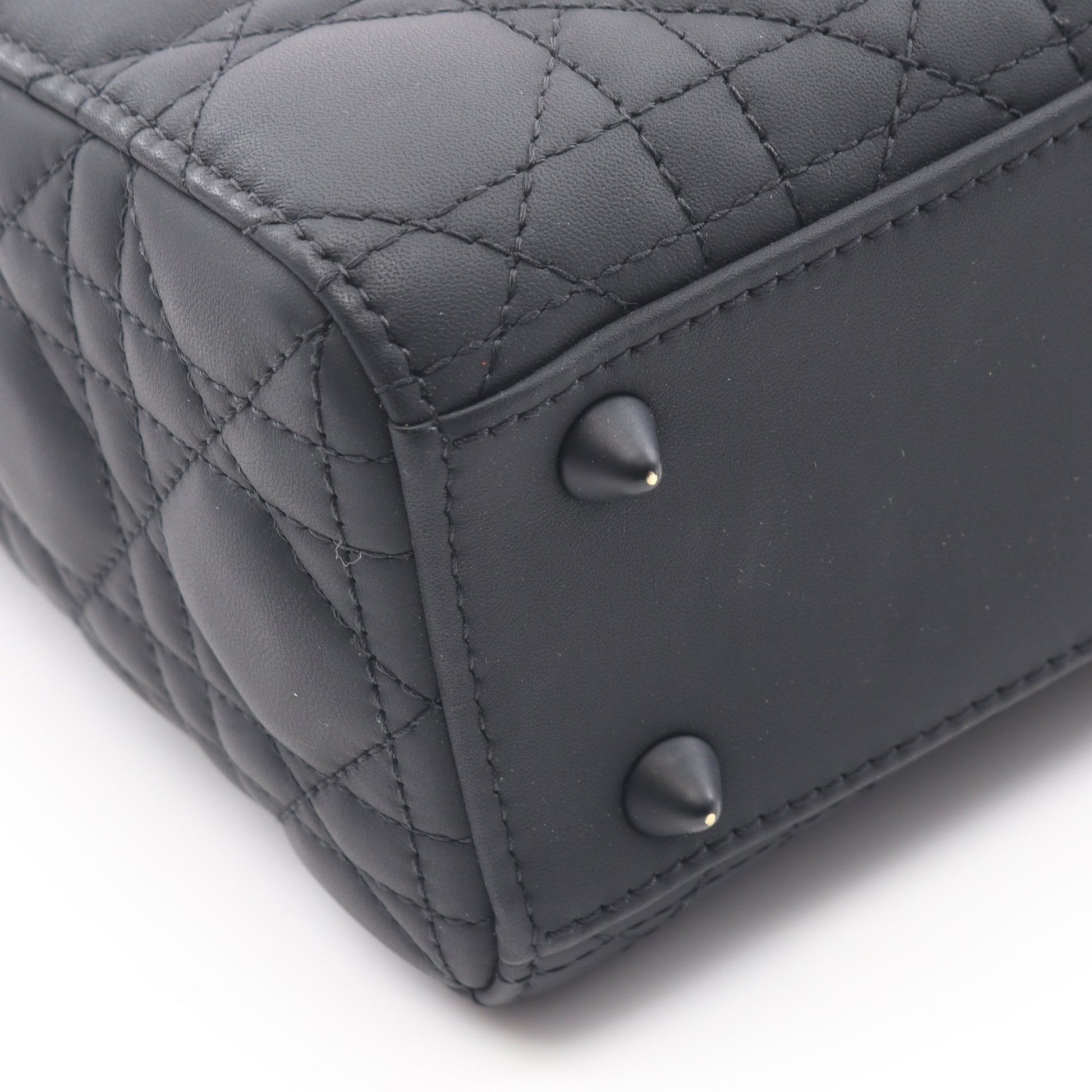 レディディオール スモール カナージュ ハンドバッグ レザー ブラック 2WAY クリスチャンディオール バッグ Christian Dior