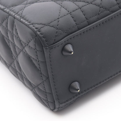 レディディオール スモール カナージュ ハンドバッグ レザー ブラック 2WAY クリスチャンディオール バッグ Christian Dior