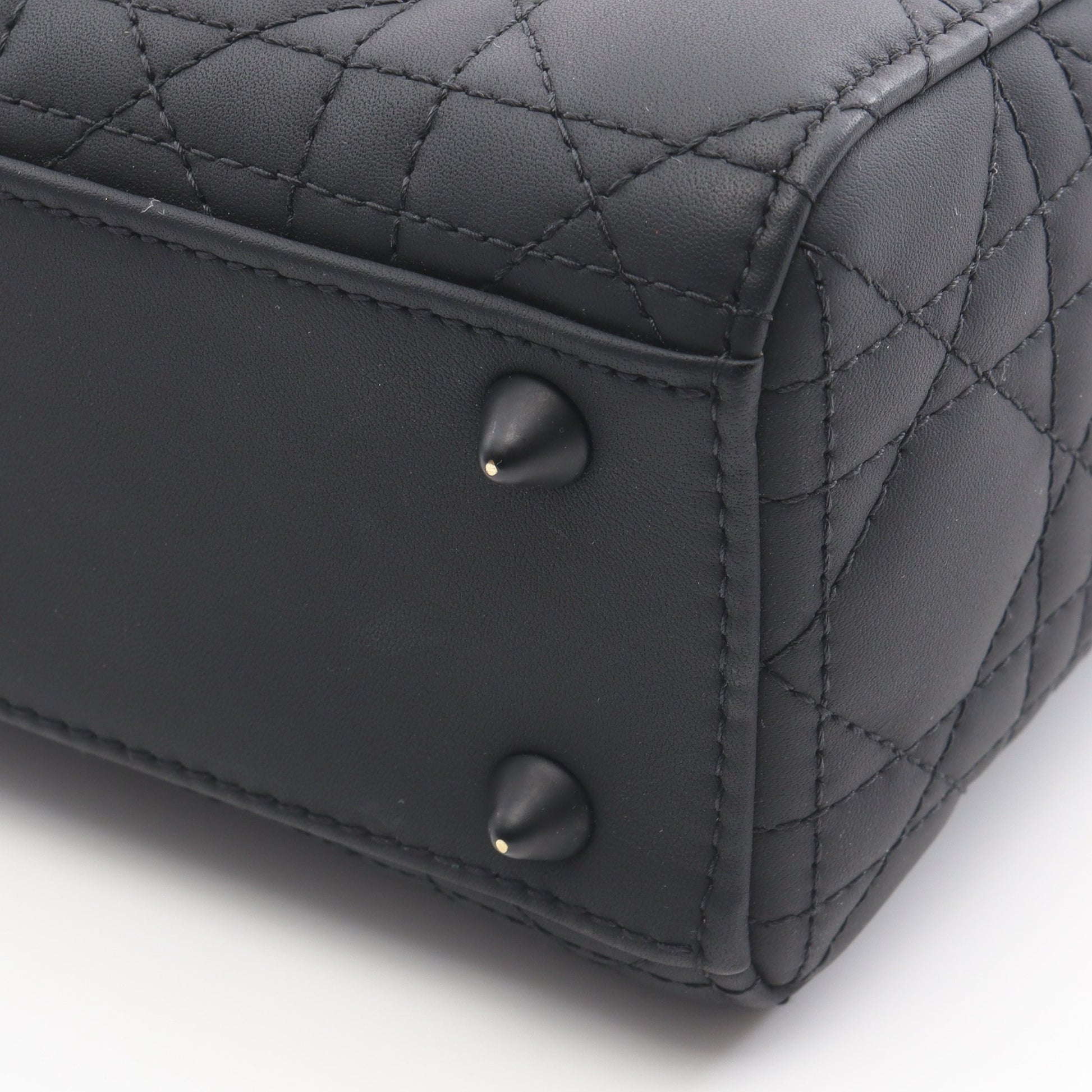 レディディオール スモール カナージュ ハンドバッグ レザー ブラック 2WAY クリスチャンディオール バッグ Christian Dior
