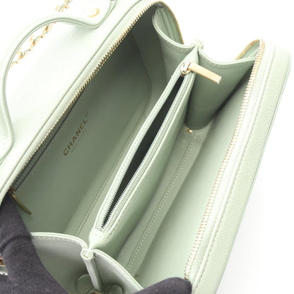 CCフィグリー バニティバッグ チェーンショルダーバッグ キャビアスキン ライトグリーン ゴールド金具 2WAY シャネル バッグ CHANEL