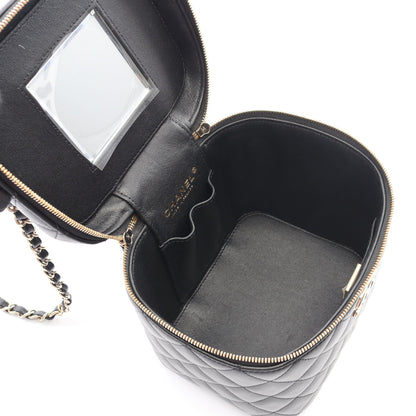 マトラッセ チェーンショルダーバッグ ラムスキン ブラック ゴールド金具 シャネル バッグ CHANEL