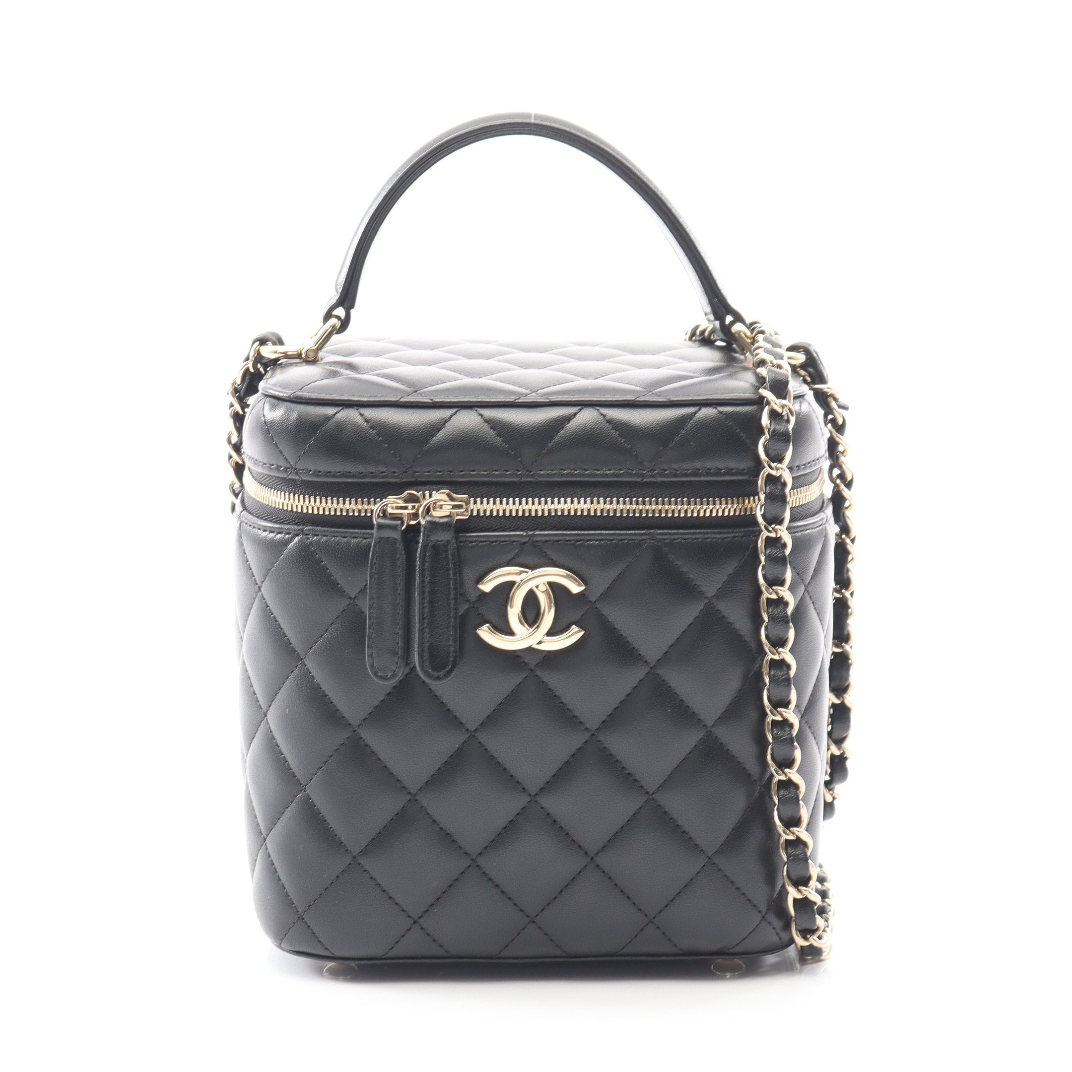 マトラッセ チェーンショルダーバッグ ラムスキン ブラック ゴールド