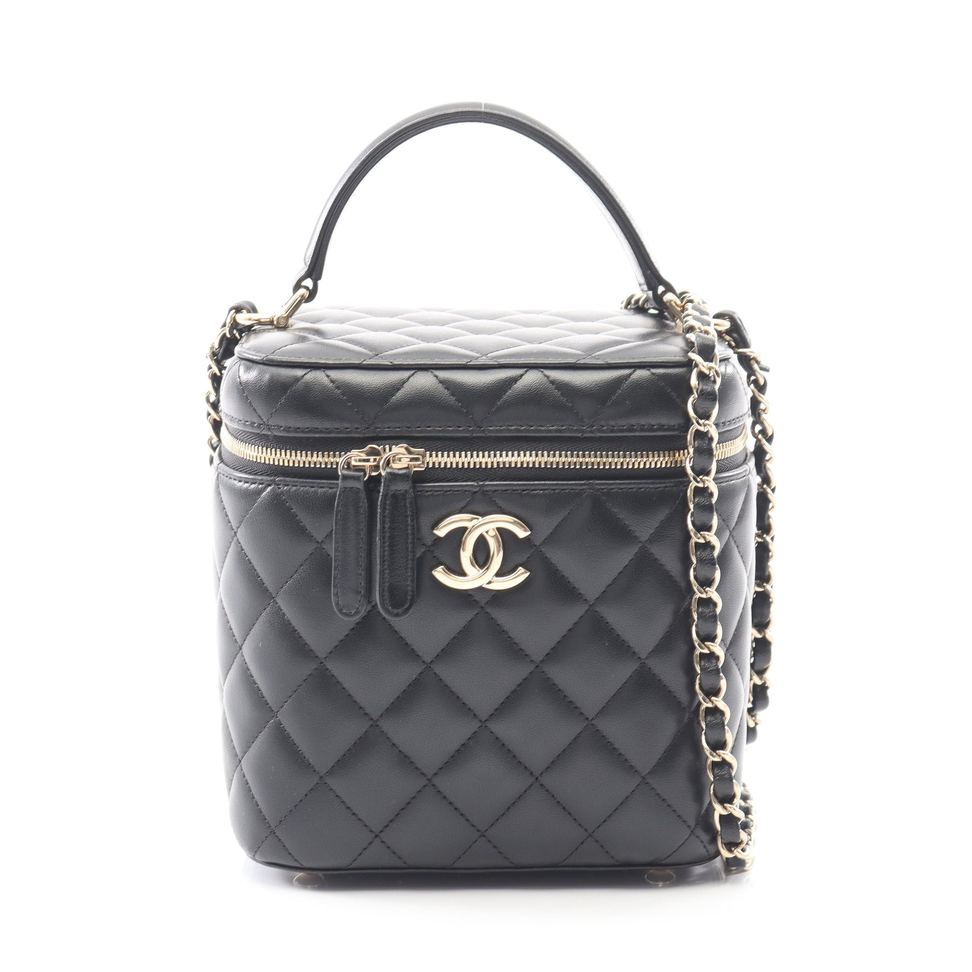 マトラッセ チェーンショルダーバッグ ラムスキン ブラック ゴールド金具 シャネル バッグ CHANEL