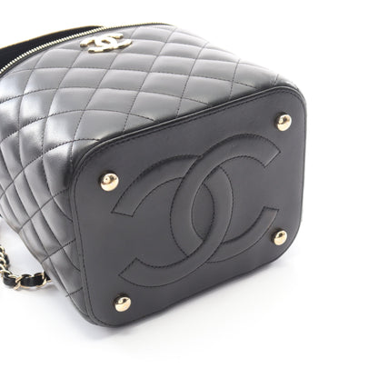マトラッセ チェーンショルダーバッグ ラムスキン ブラック ゴールド金具 シャネル バッグ CHANEL