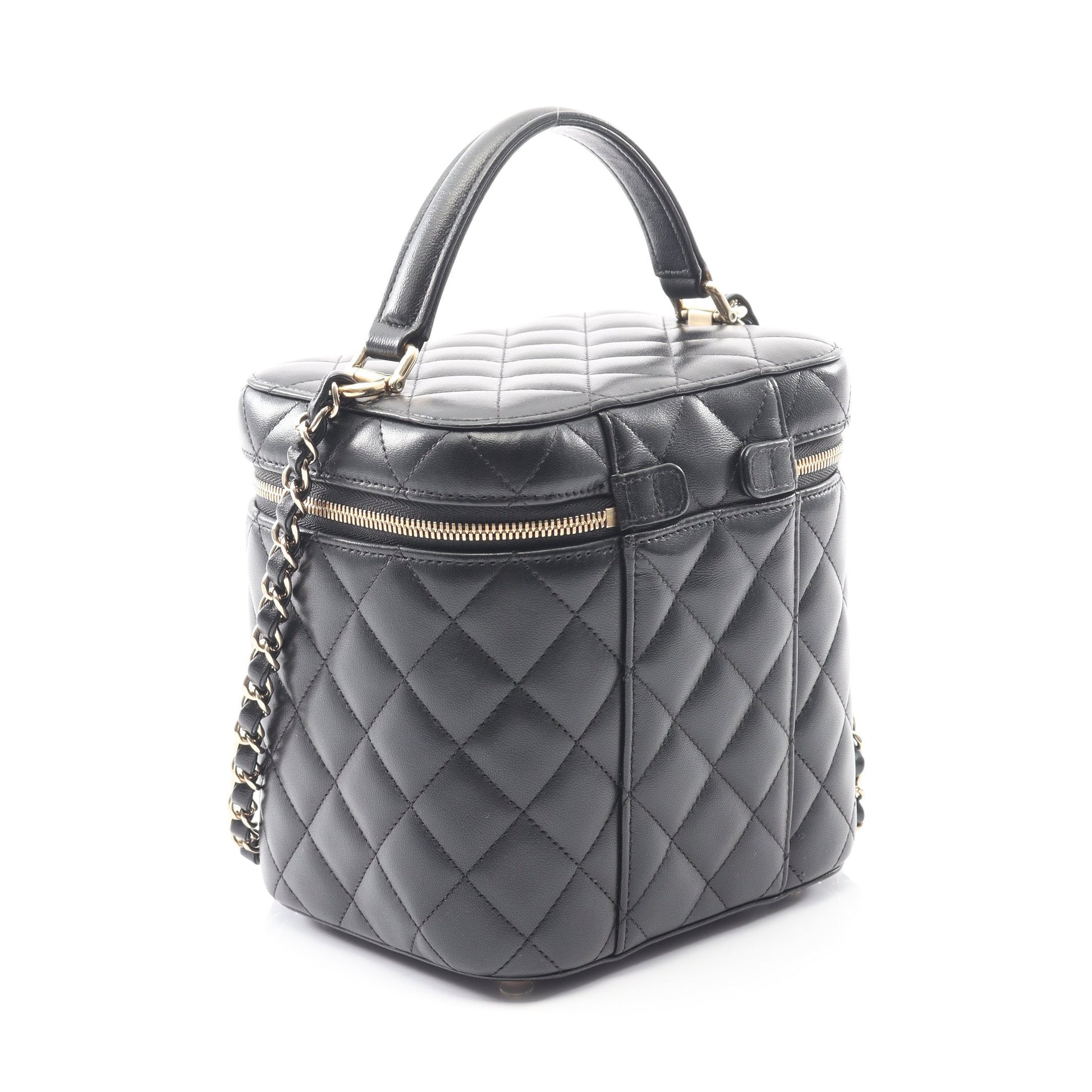 マトラッセ チェーンショルダーバッグ ラムスキン ブラック ゴールド金具 シャネル バッグ CHANEL