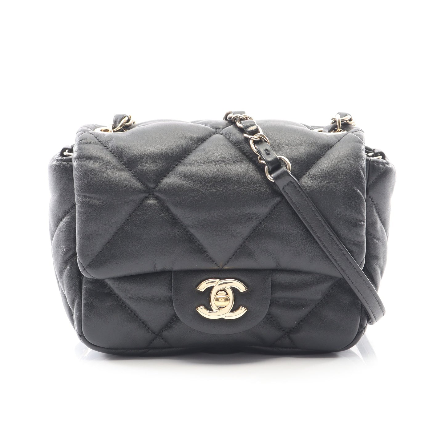 マトラッセ チェーンショルダーバッグ ラムスキン ブラック ゴールド金具 シャネル バッグ CHANEL