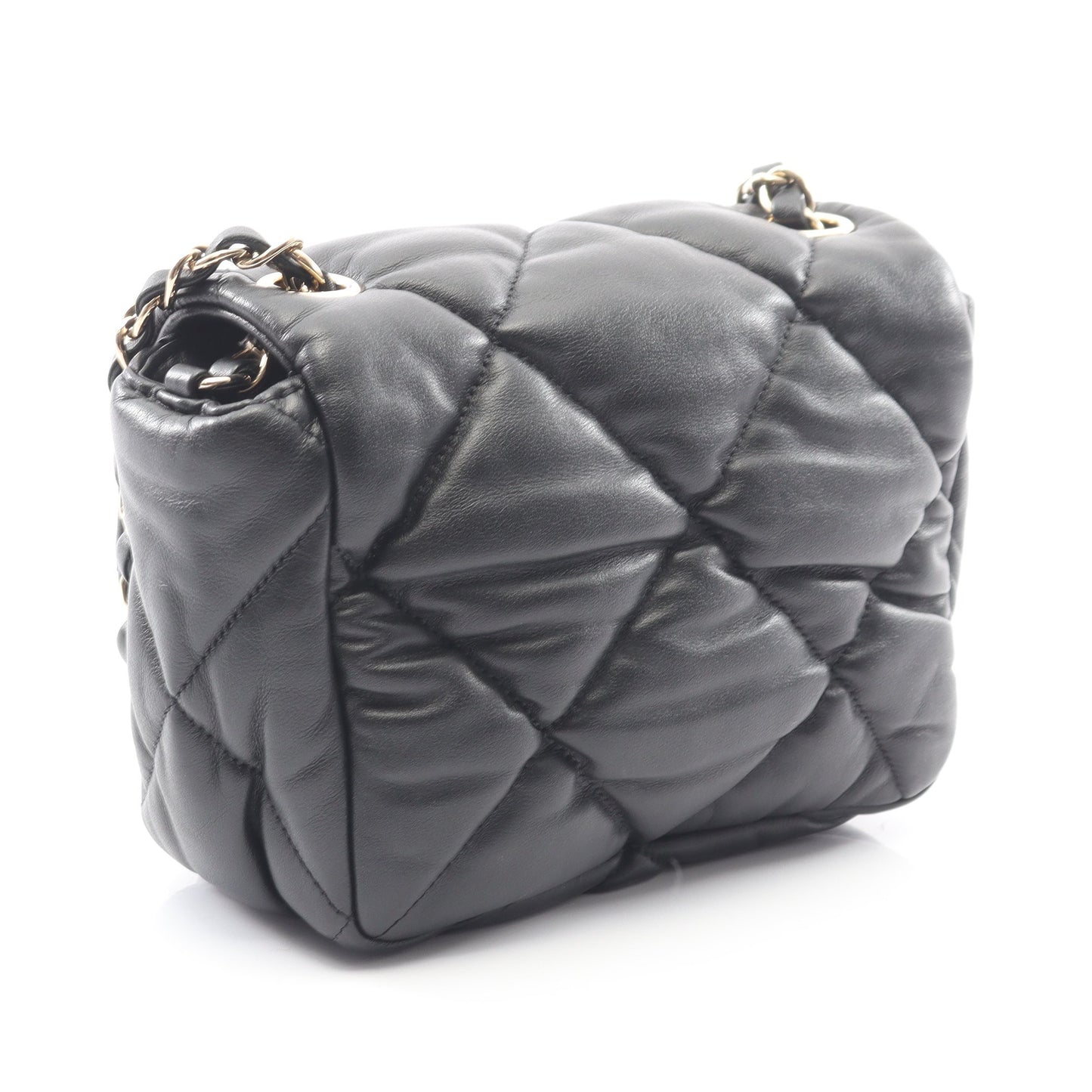 マトラッセ チェーンショルダーバッグ ラムスキン ブラック ゴールド金具 シャネル バッグ CHANEL