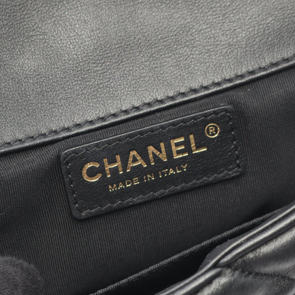 マトラッセ チェーンショルダーバッグ ラムスキン ブラック ゴールド金具 シャネル バッグ CHANEL