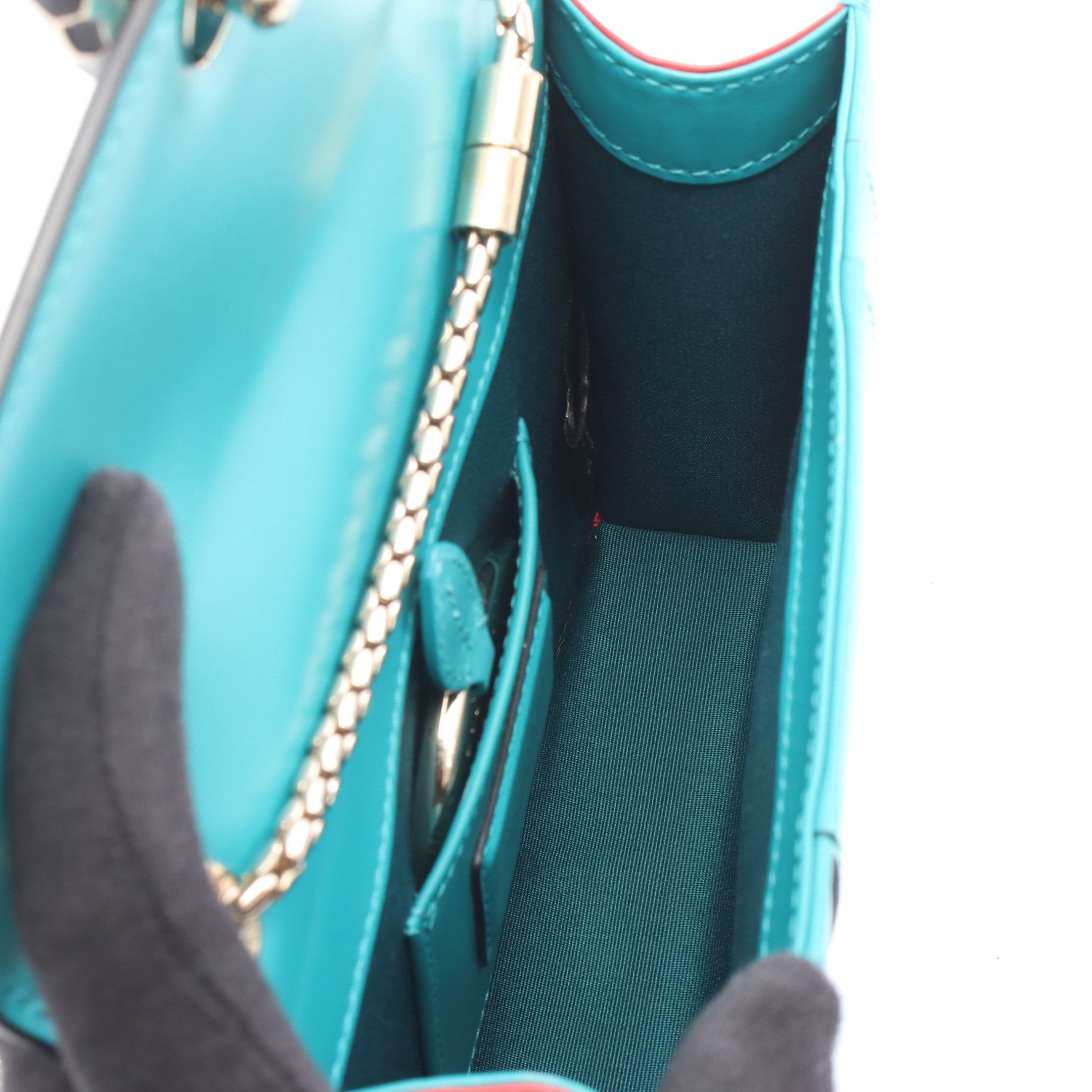 セルペンティ フォーエバー チェーンショルダーバッグ レザー グリーン