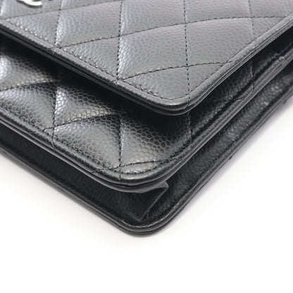 マトラッセ チェーンウォレット キャビアスキン ブラック シルバー金具 シャネル バッグ CHANEL