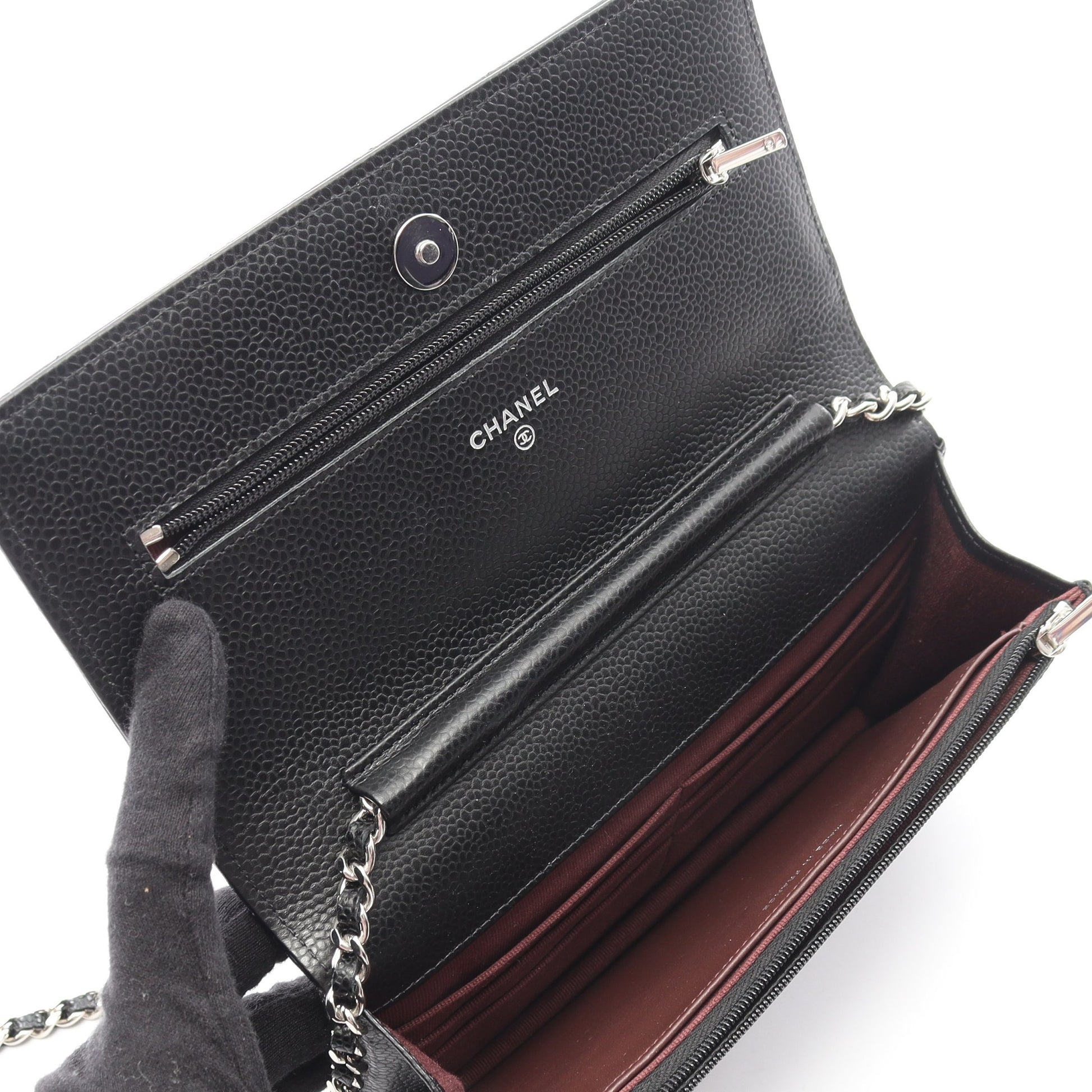 マトラッセ チェーンウォレット キャビアスキン ブラック シルバー金具 シャネル バッグ CHANEL