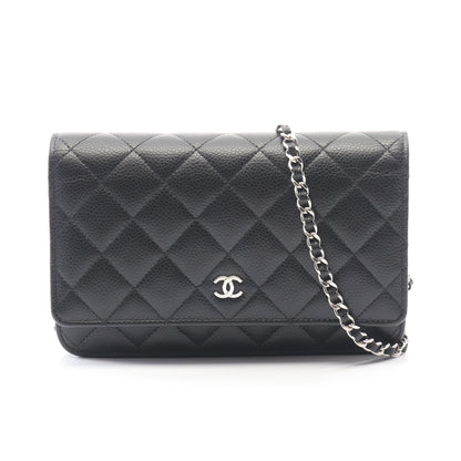 マトラッセ チェーンウォレット キャビアスキン ブラック シルバー金具 シャネル バッグ CHANEL