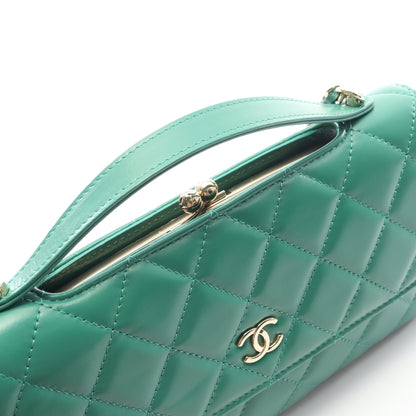 マトラッセ チェーンウォレット レザー グリーン ゴールド金具 がま口 2WAY シャネル バッグ CHANEL