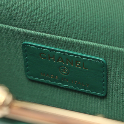 マトラッセ チェーンウォレット レザー グリーン ゴールド金具 がま口 2WAY シャネル バッグ CHANEL