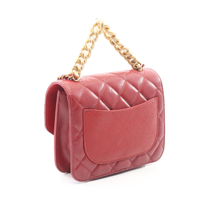 マトラッセ スモールフラップ チェーンショルダーバッグ レザー レッド ゴールド金具 2WAY シャネル バッグ CHANEL