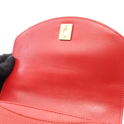 マトラッセ スモールフラップ チェーンショルダーバッグ レザー レッド ゴールド金具 2WAY シャネル バッグ CHANEL