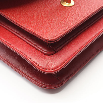 マトラッセ スモールフラップ チェーンショルダーバッグ レザー レッド ゴールド金具 2WAY シャネル バッグ CHANEL