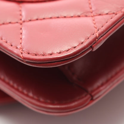 マトラッセ スモールフラップ チェーンショルダーバッグ レザー レッド ゴールド金具 2WAY シャネル バッグ CHANEL