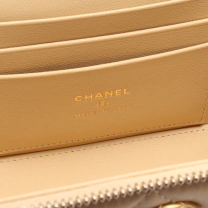 マトラッセ バニティ チェーンショルダーバッグ レザー ベージュ ゴールド金具 シャネル バッグ CHANEL