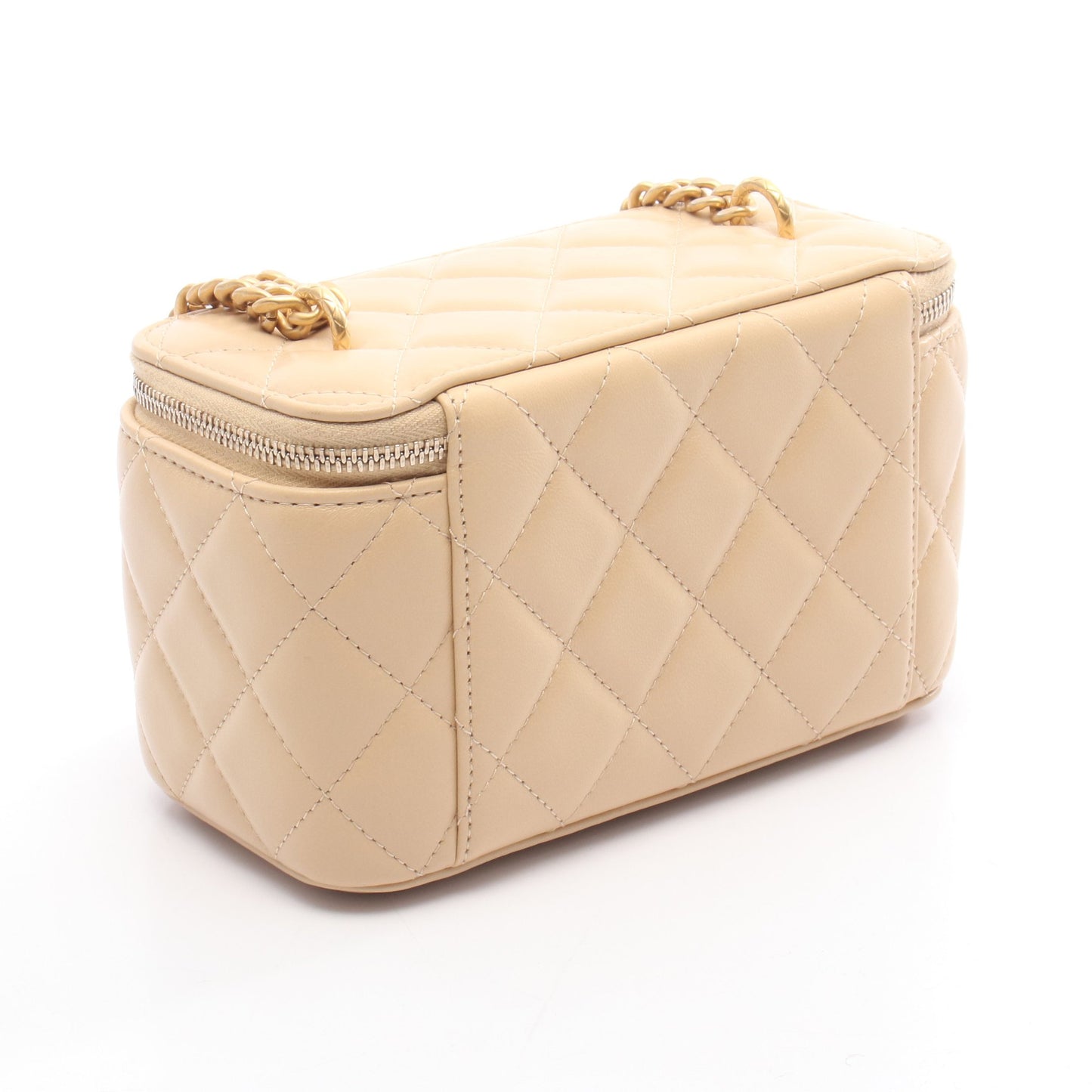 マトラッセ バニティ チェーンショルダーバッグ レザー ベージュ ゴールド金具 シャネル バッグ CHANEL