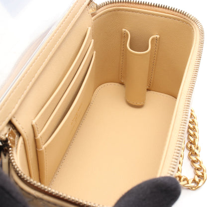 マトラッセ バニティ チェーンショルダーバッグ レザー ベージュ ゴールド金具 シャネル バッグ CHANEL