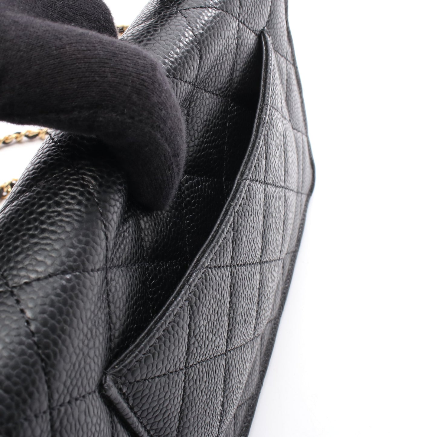 マトラッセ チェーンウォレット キャビアスキン ブラック ゴールド金具 シャネル バッグ CHANEL