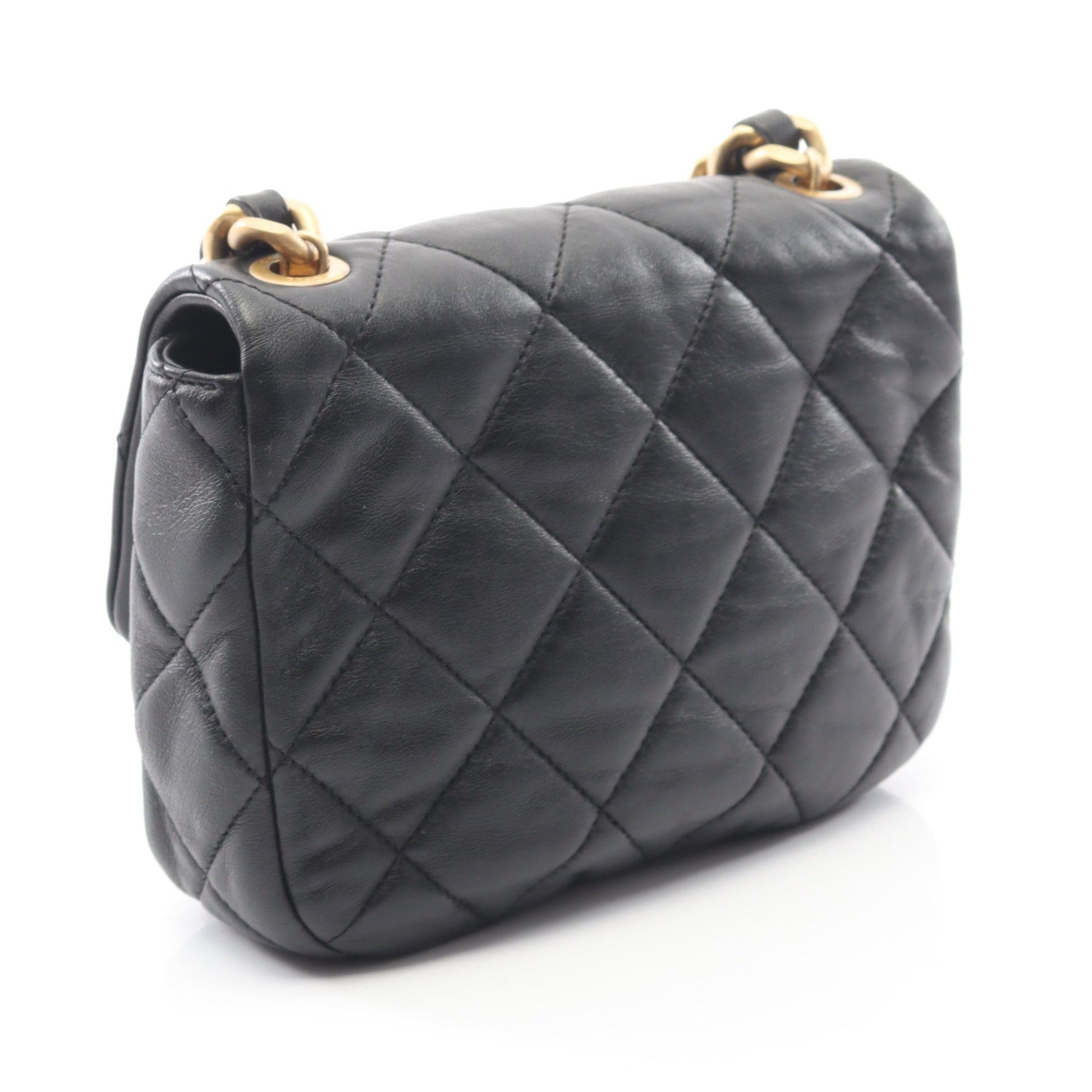 ミニマトラッセ チェーンショルダーバッグ ラムスキン ブラック コンビ金具 シャネル バッグ CHANEL