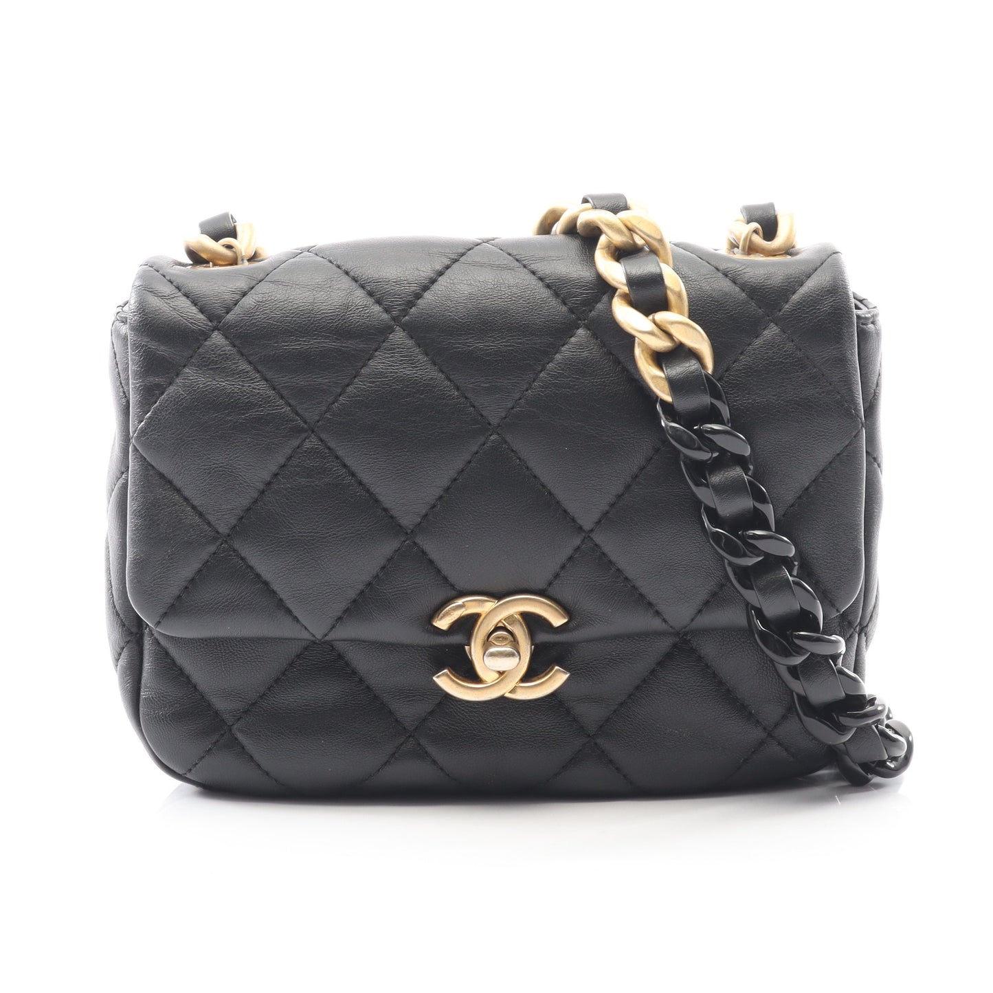 ミニマトラッセ チェーンショルダーバッグ ラムスキン ブラック コンビ金具 シャネル バッグ CHANEL