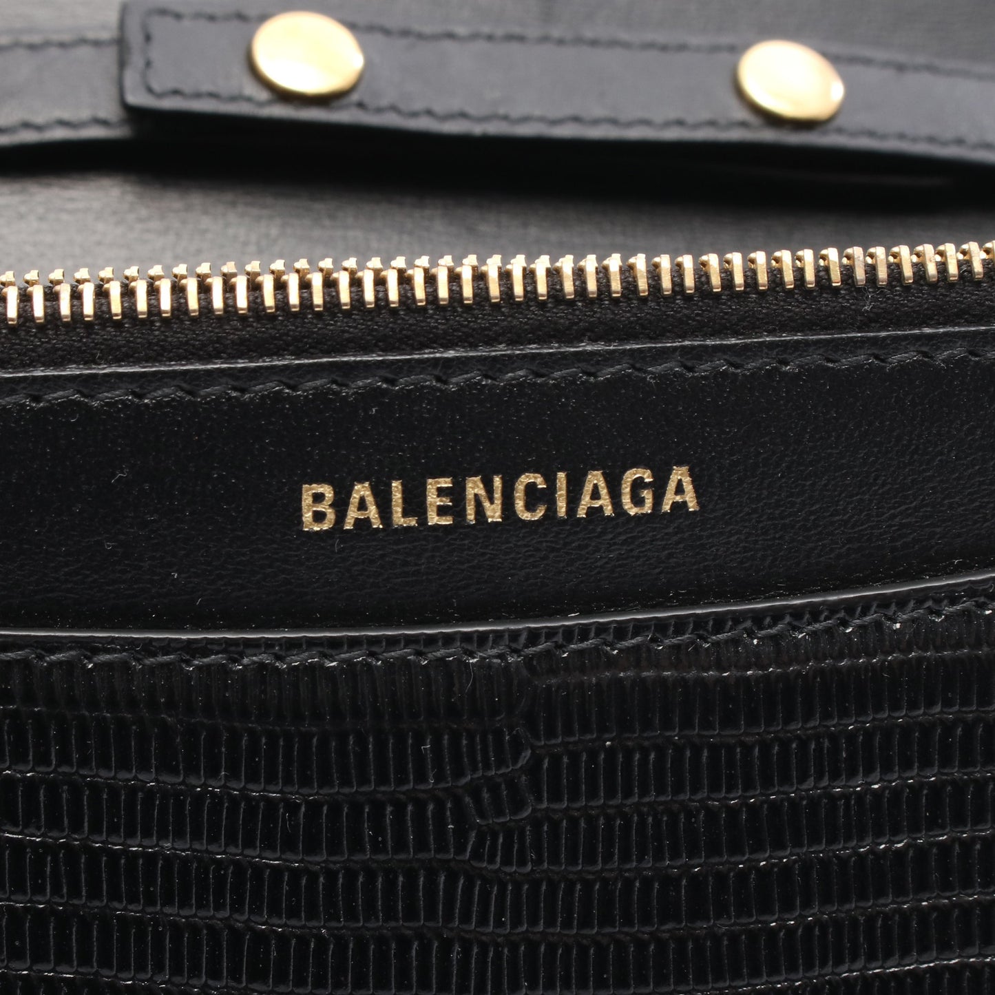 B. ビードット チェーンウォレット レザー ブラック リザード型押し バレンシアガ バッグ BALENCIAGA